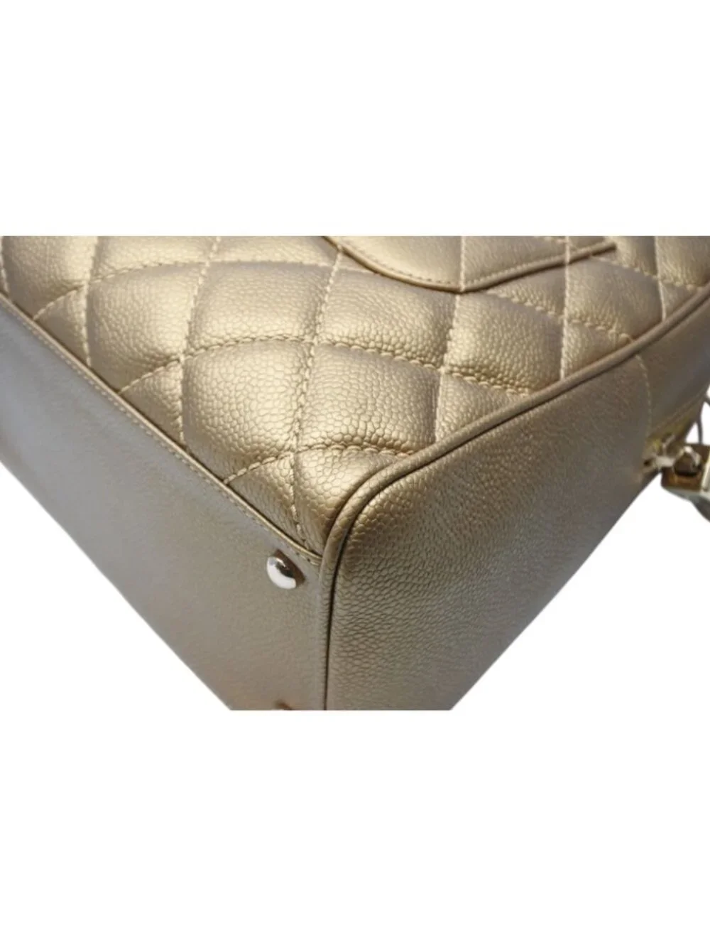 Chanel Handbag Caviar Leather CC Logo Fringe Gold